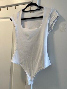 Free People White Square Neck Bodysuit size M